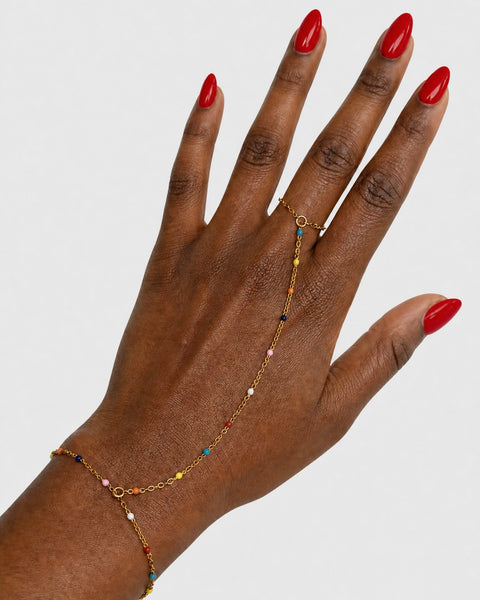 Colorful Hand Chain - Gold