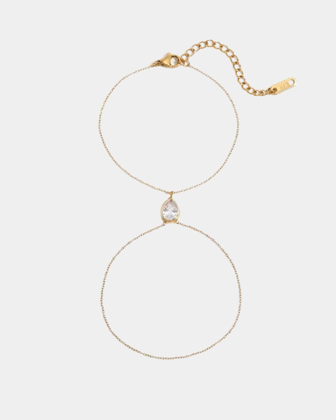 Hand Chain with Drop Crystal - Gold