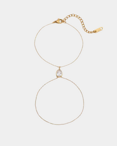 Hand Chain with Drop Crystal - Gold