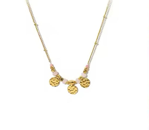 Boho Rose Quartz Necklace - Gold