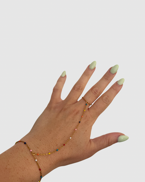 Colorful Hand Chain - Gold