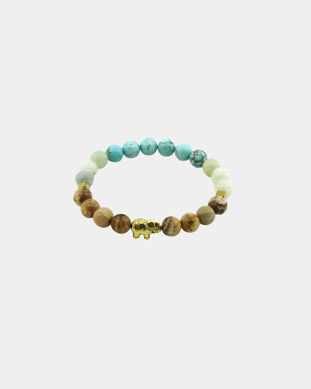 Good Luck & Karma - Turquoise, Amazonite, Picture Jasper, Hematite, Elephant - Gemstone Bracelet