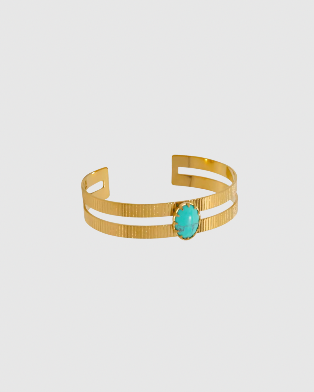 Turquoise Cuff Bracelet - Gold