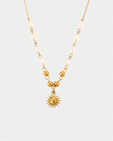 Sun and the Pearls Necklace - Gold