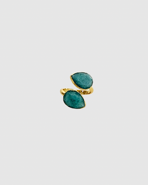 Amazonite Ring - Adjustable - Gold