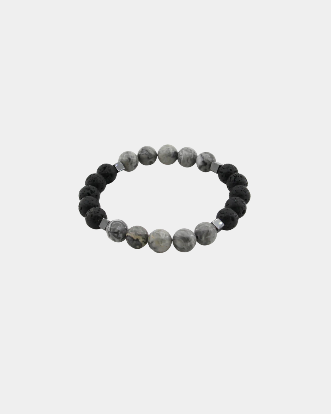 Ultimate Calming - Silver Crazy Lace Jasper, Lava, Hematite - Gemstone Bracelet