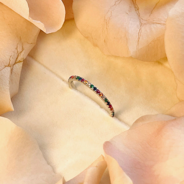 Colorful Eternity Band Ring - 925 Sterling Silver