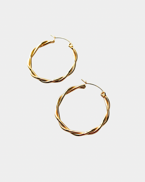 Large Twisted Hoop Earrings - Gold