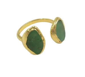 Green Aventurine Ring - Adjustable - Gold
