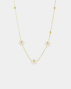 Tiny Pearls Flower Necklace - Gold
