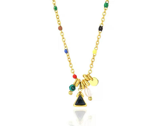 Colorful Boho Necklace - Gold