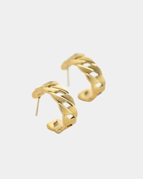 Gold Chain Hoops - Stainless Steel