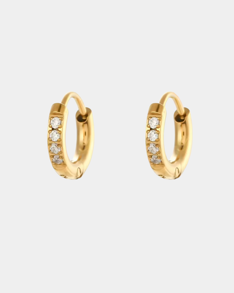 Crystal Hoop Earrings - Gold