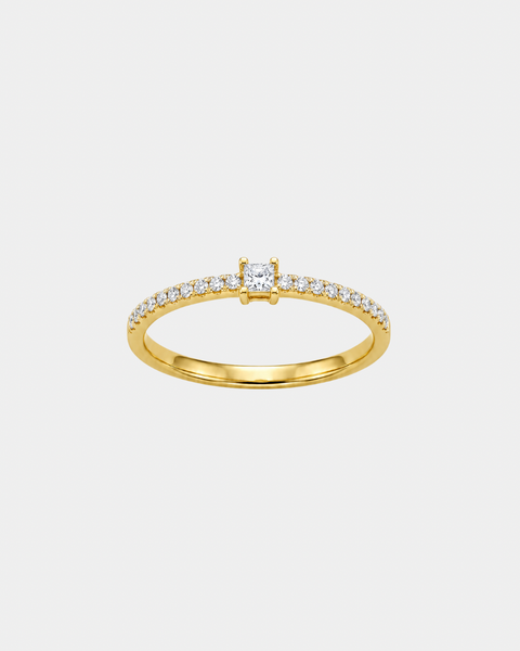 Dainty Princess Cut Ring - 925 Sterling Silver - Gold & Silver