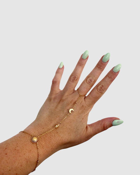Sun, Moon and Star Hand Chain - Gold
