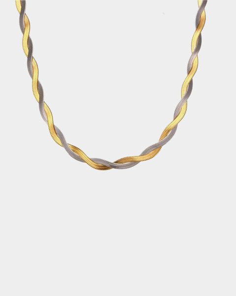 Mixed Metals Herringbone Necklace