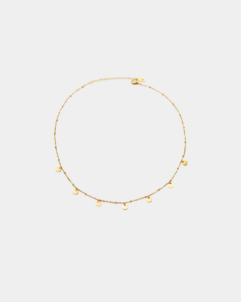 Boho Necklace with Round Charms - Gold