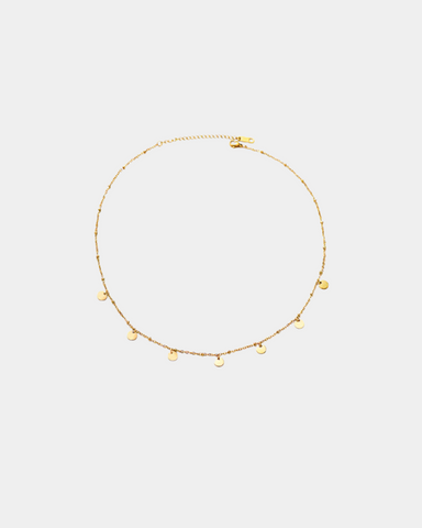 Boho Necklace with Round Charms - Gold