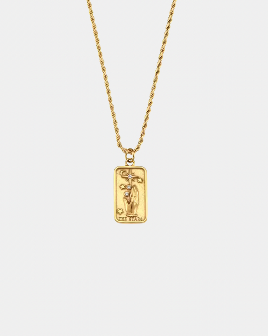 Vintage Tarot Card Necklace - The Stars - Gold