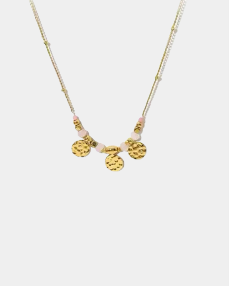 Boho Rose Quartz Necklace - Gold