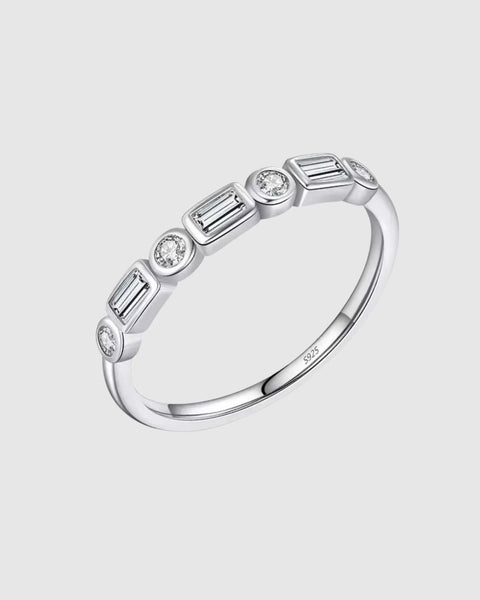 Minimalist Art Deco Ring - 925 Sterling Silver - Gold & Silver