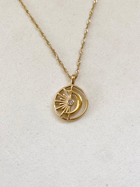 Sun and Moon Necklace - Gold
