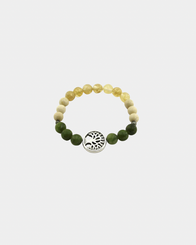 Find Your True Self - White Fossil Jasper, Tree, Citrine, Green Jasper, Pyrite - Gemstone Bracelet