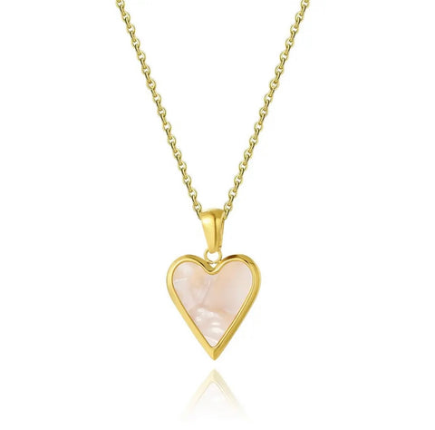 Big Heart with Shell Necklace - Gold