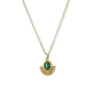 Malachite Sun Necklace - Gold