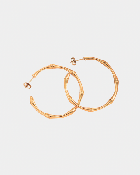Bamboo Hoop Earrings - Gold