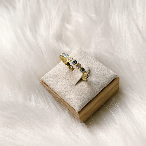 Evil Eye Protection Band Ring in Gold - 925 Sterling Silver