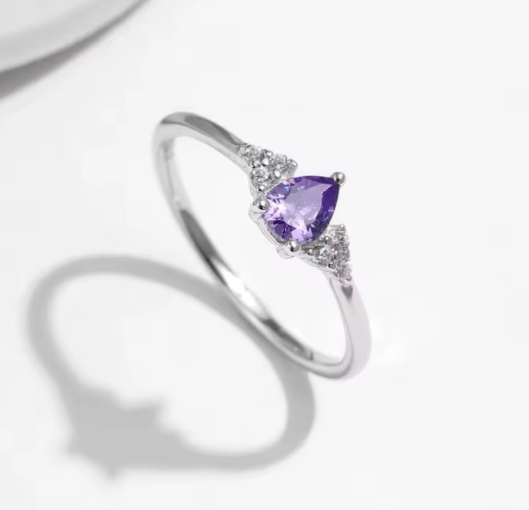 Dainty Amethyst Ring - 925 Sterling Silver