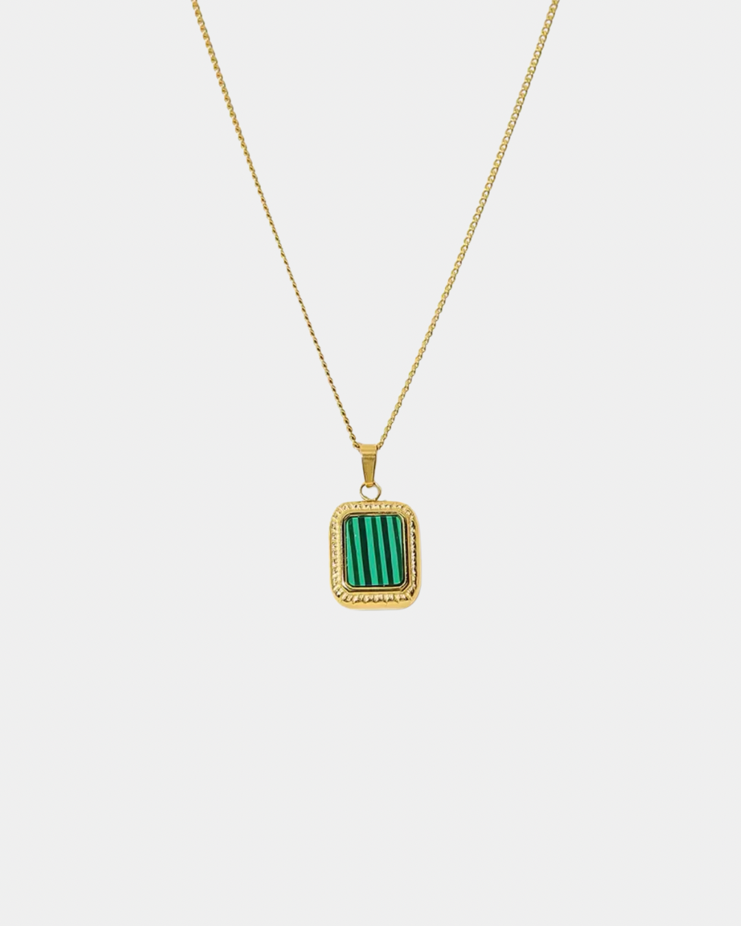 Malachite Square Necklace - Gold