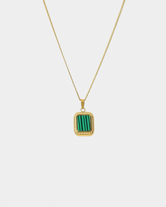 Malachite Square Necklace - Gold