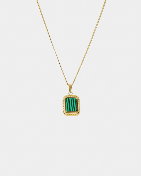 Malachite Square Necklace - Gold