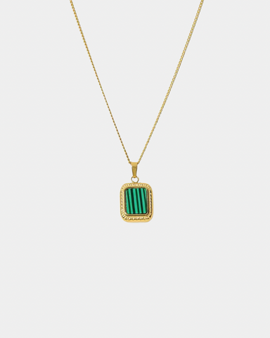 Malachite Square Necklace - Gold
