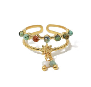 Tiny African Turquoise Gems Ring - Gold