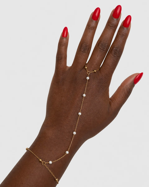 Pearls Hand Chain - Gold