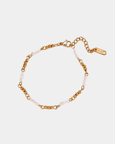 Pearls and Gold Beads Bracelet - Gold