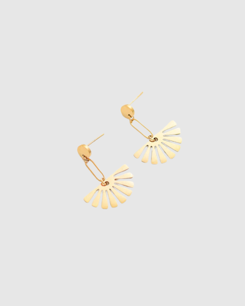Geometric Leaf Earrings - Gold