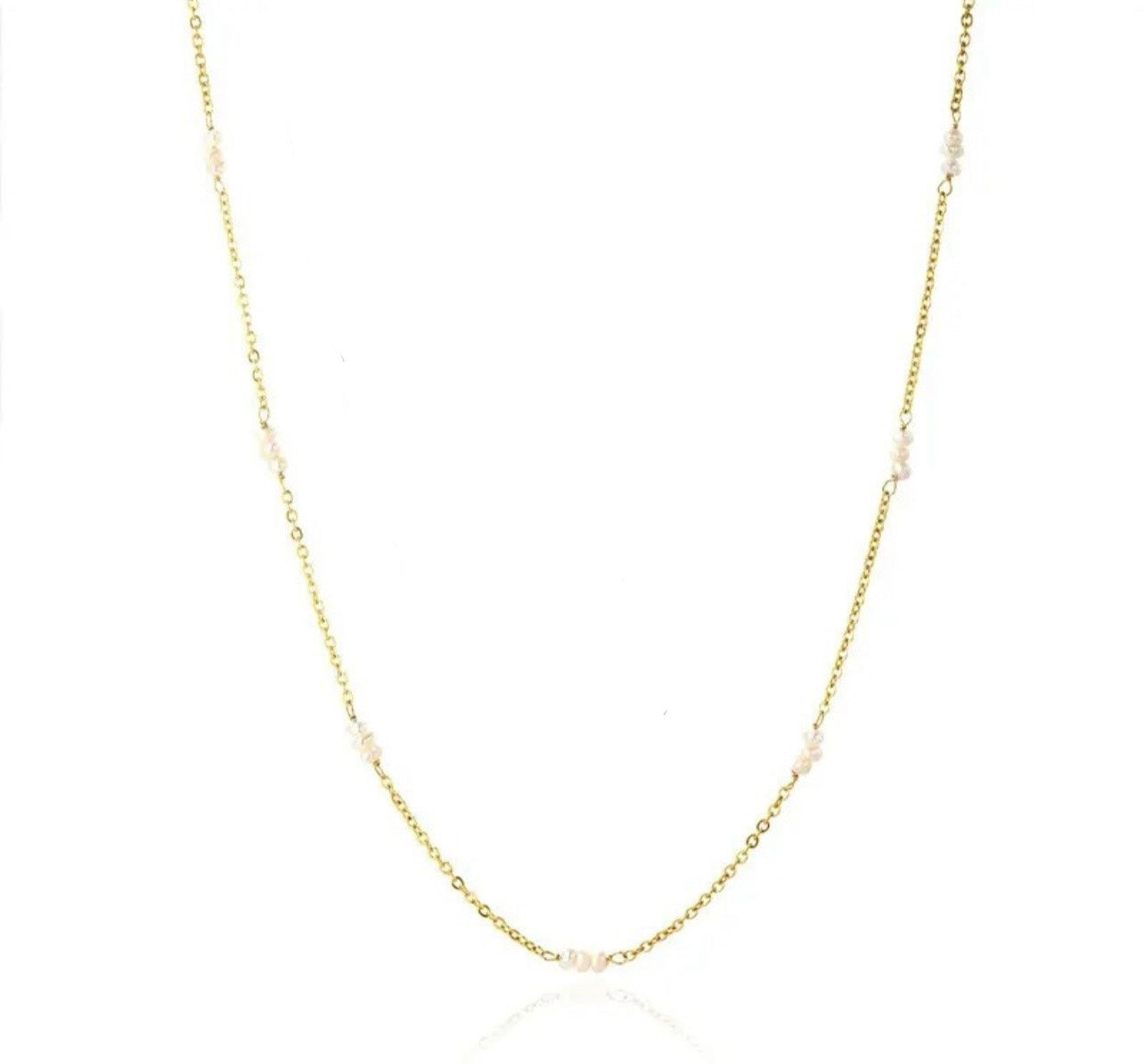 Minimal Pearl Choker Necklace - Gold