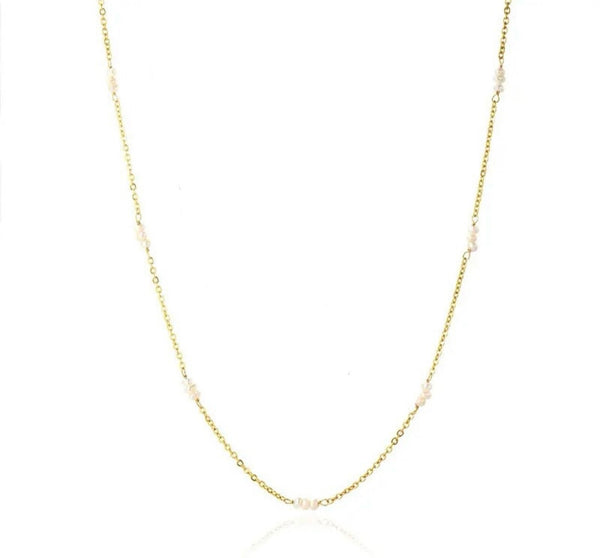 Minimal Pearl Choker Necklace - Gold