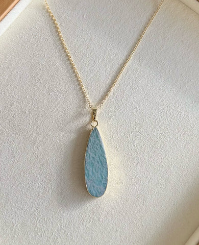 Large Amazonite Necklace - Gold