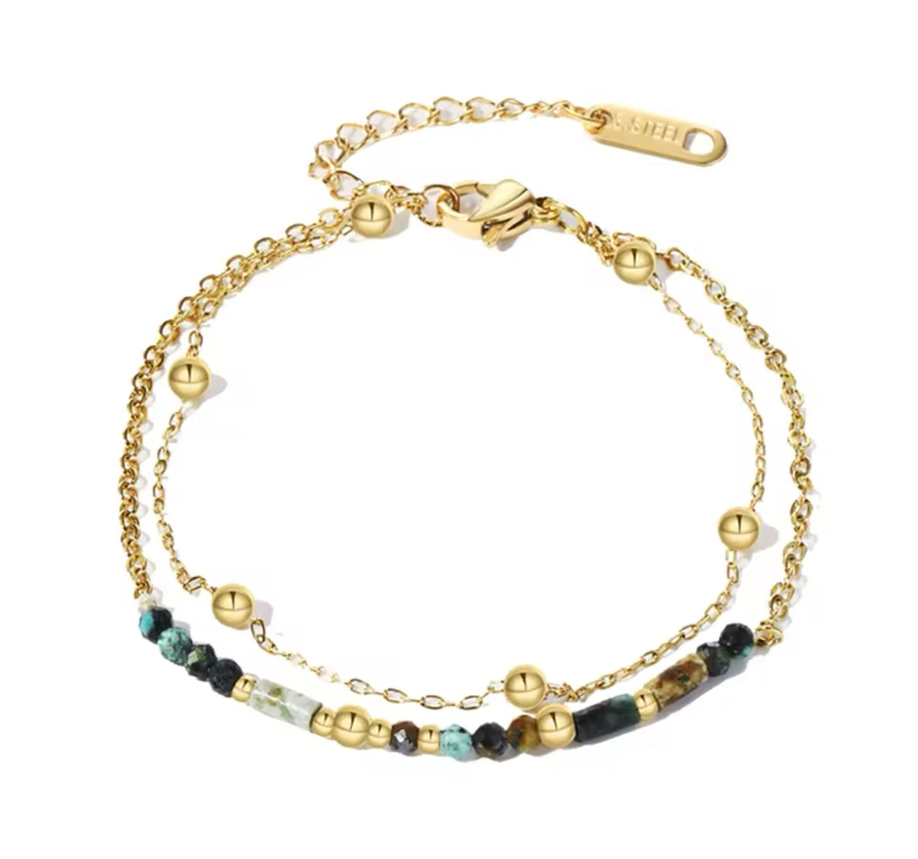 Tiny African Turquoise Bracelet - Gold