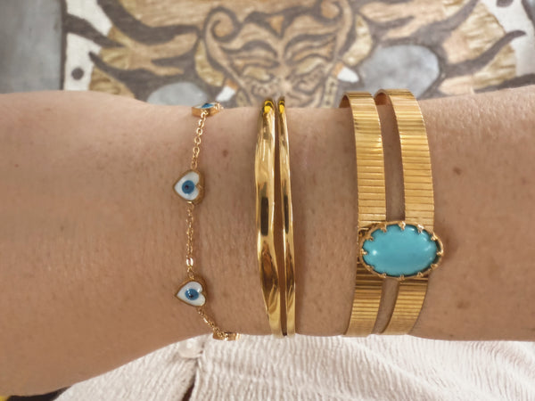 Turquoise Cuff Bracelet - Gold