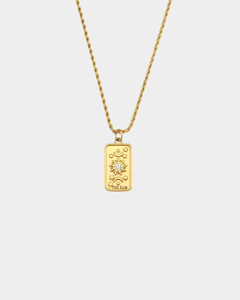 Vintage Tarot Card Necklace - The Sun - Gold