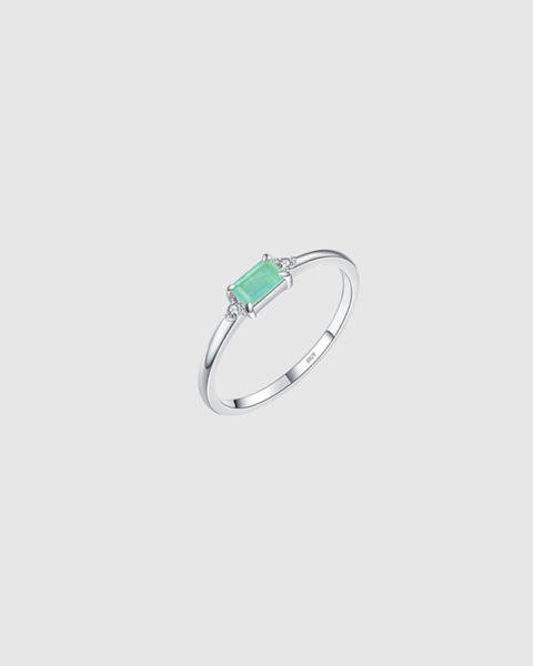 Baguette Amazonite Crystal Ring - 925 Sterling Silver - Gold & Silver
