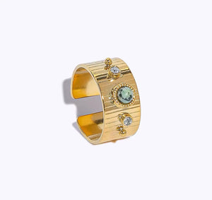 African Turquoise Band Ring - Gold