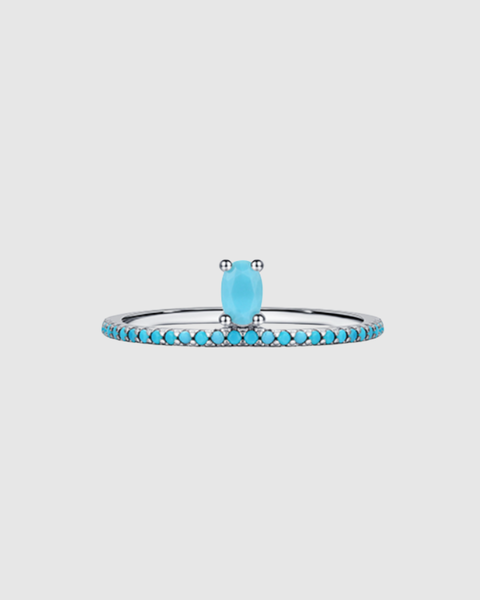 Turquoise Band with Gem - 925 Sterling Silver