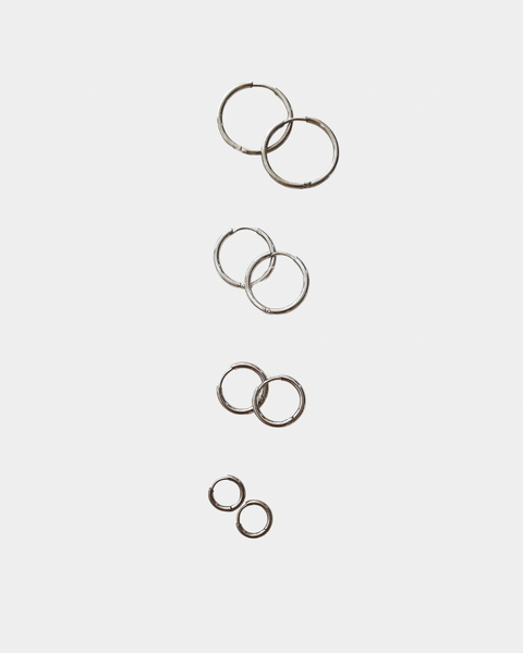 Hoop Earrings - Stainless Steel - Silver